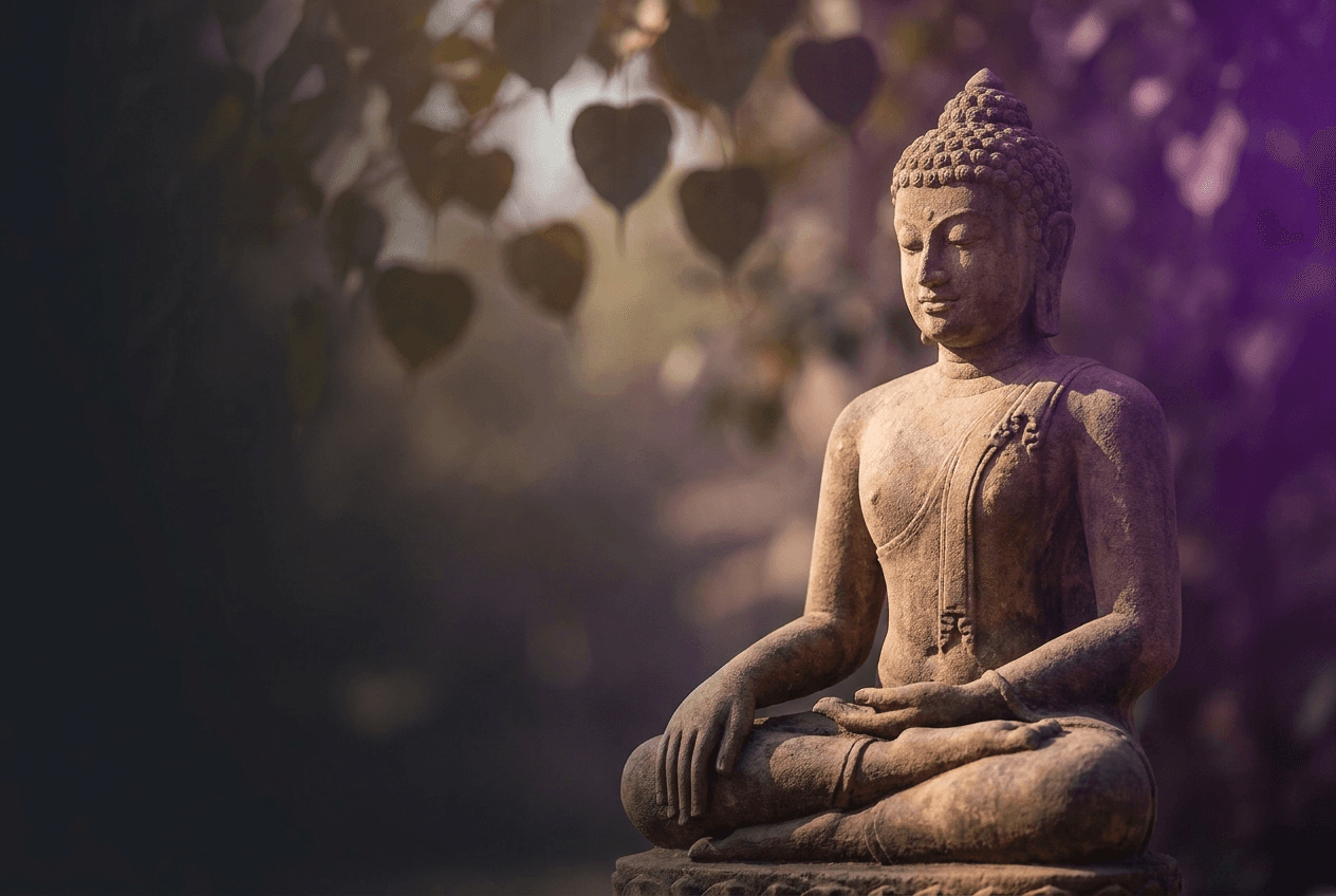 Buddha statue in meditation under the Bodhi tree